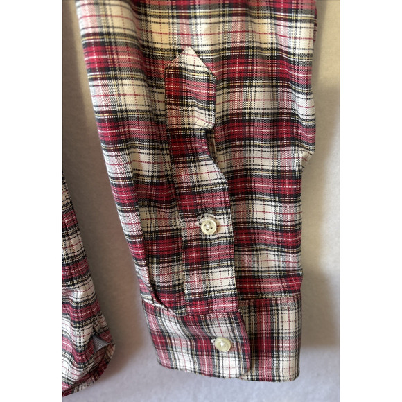 VTG Ralph Lauren Mens Button Down Red Black Plaid Custom Fit Shirt Size Large - Picture 8 of 11
